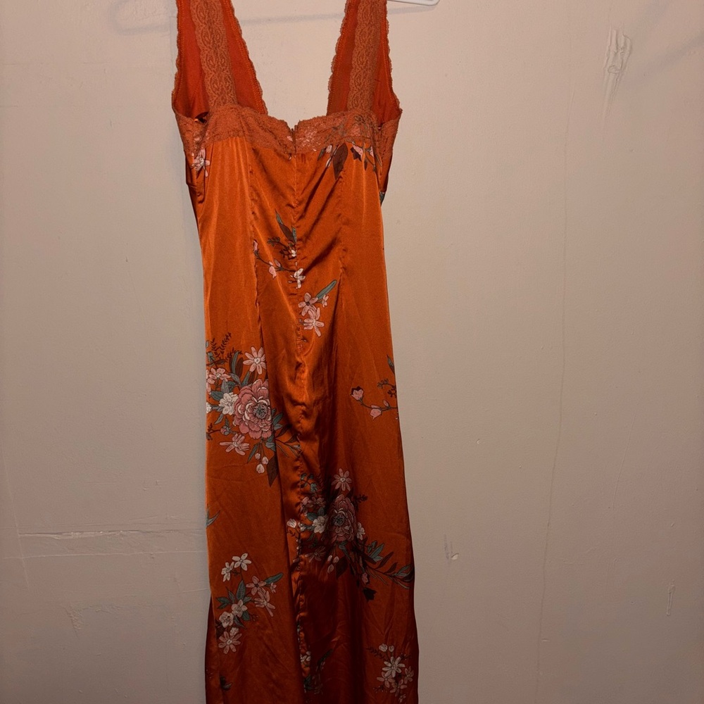 Orange Floral Slip Dress